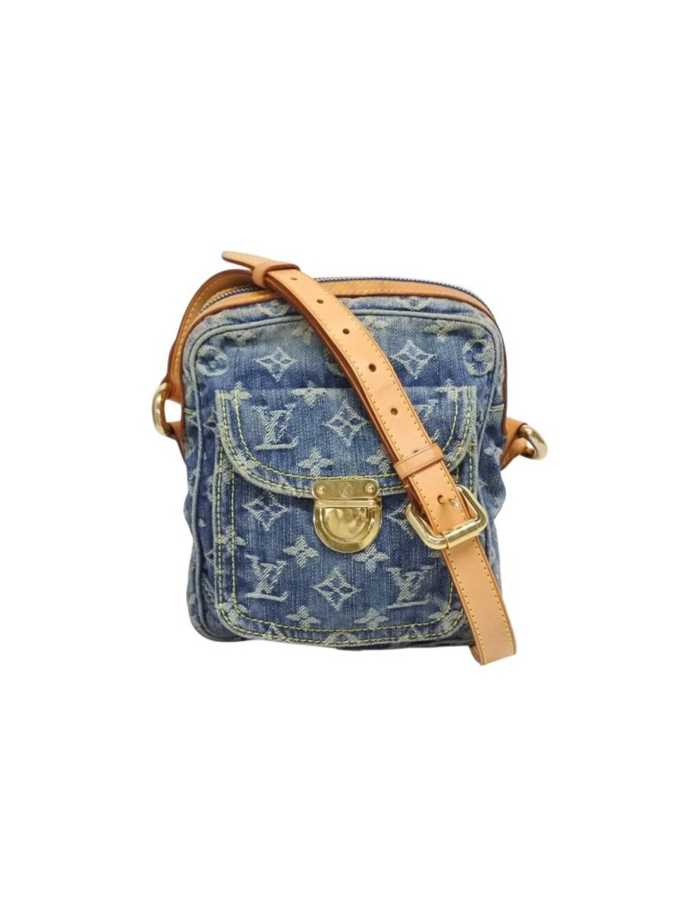 Louis Vuitton Camera Bag Monogram Denim Indigo Blue Gold
